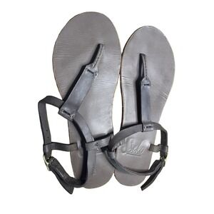 Sseko Women's Brown Leather T-Strap Strappy Thong Sandals Size 8‎